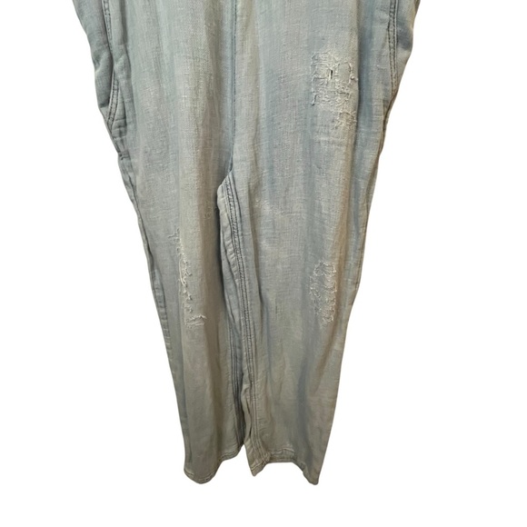 Free People Distressed Linen
Bib Overalls Chambray Cropped Boho Relaxed Fit SZ S - Picture 8 of 15
